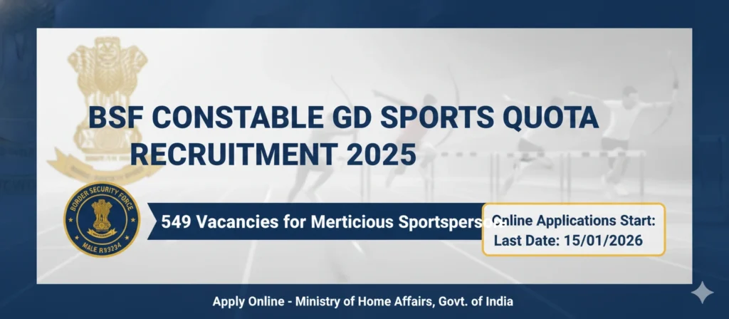 BSF Constable GD Sports Quota Recruitment 2026