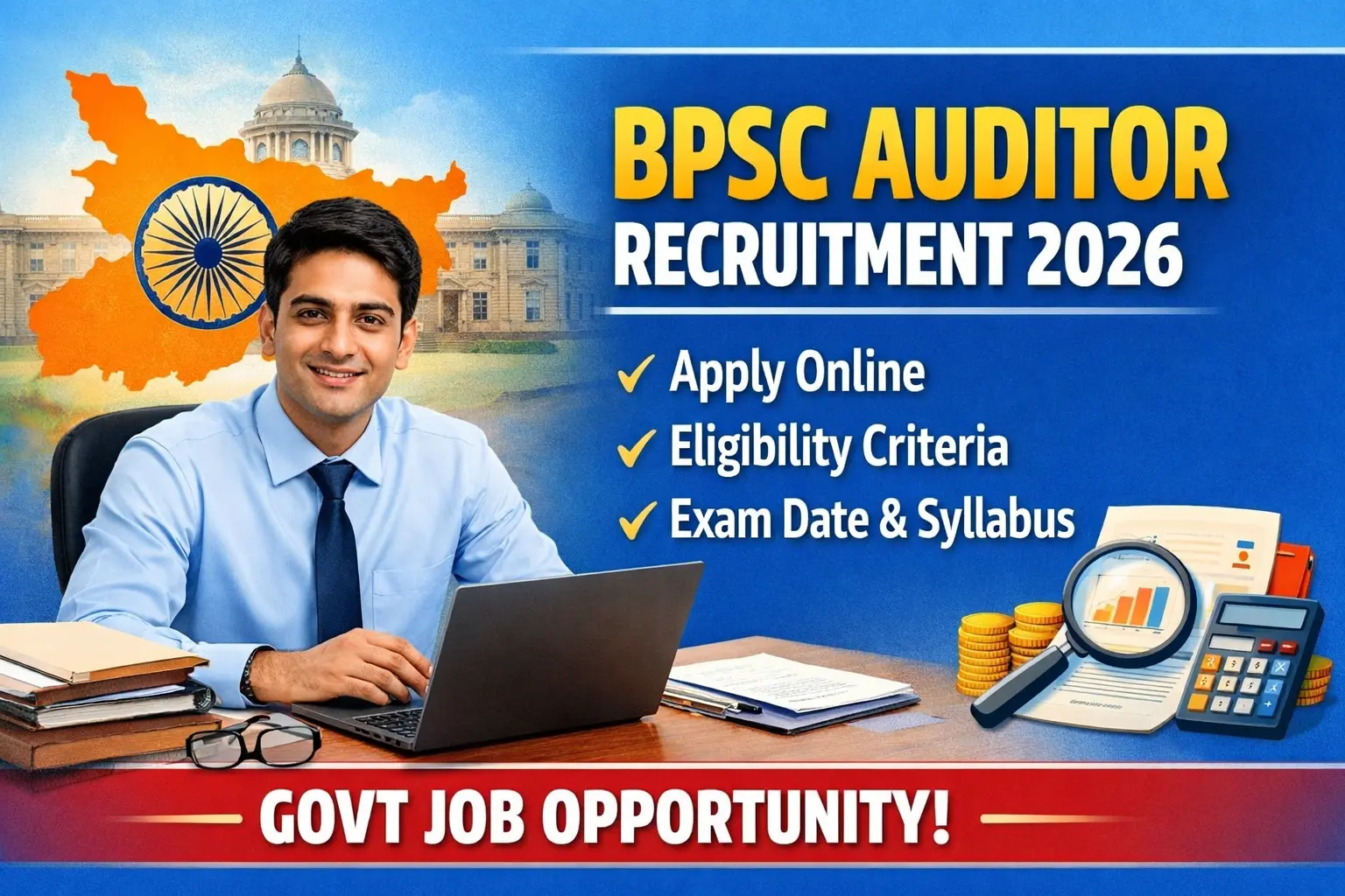 BPSC Auditor Recruitment 2026: बिहार पंचायत अंकेक्षण सेवा में 102 पदों पर निकली भर्ती, जानें योग्यता और आवेदन प्रक्रिया