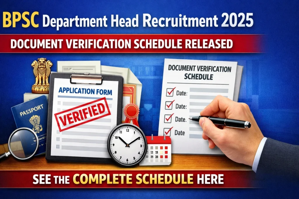 BPSC विभागाध्यक्ष भर्ती 2025 दस्तावेज सत्यापन कार्यक्रम जारी, यहाँ देखें पूरा शेड्यूल
