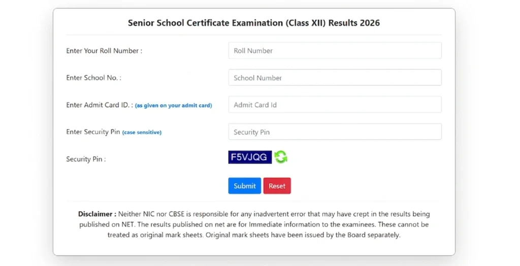 CBSE Class 12th Result 2026