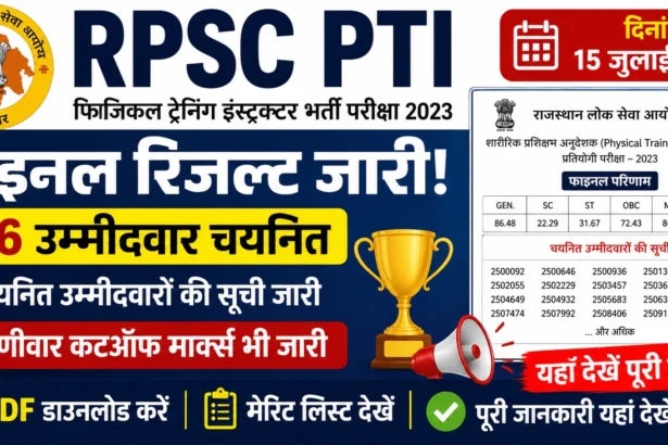 RPSC PTI Final Result 2026